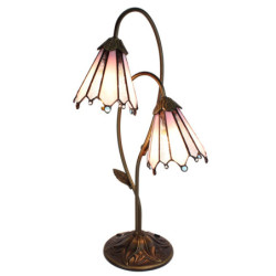 Stolní lampa Tiffany Flowerbell pink - 35*18*61 cm E14/max 2*25W
