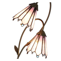 Stolní lampa Tiffany Flowerbell pink - 35*18*61 cm E14/max 2*25W