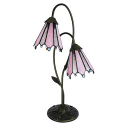 Stolní lampa Tiffany Flowerbell pink - 35*18*61 cm E14/max 2*25W