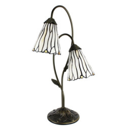 Stolní Tiffany lampa 2 stínidla hnědé kamínky BrownEye - 35*18*61 cm E14/max 2*25W