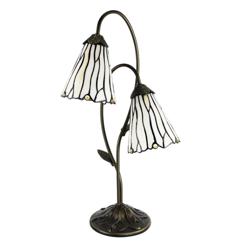 Stolní Tiffany lampa 2 stínidla hnědé kamínky BrownEye - 35*18*61 cm E14/max 2*25W