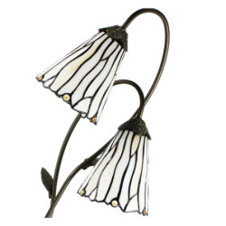 Stolní Tiffany lampa 2 stínidla hnědé kamínky BrownEye - 35*18*61 cm E14/max 2*25W