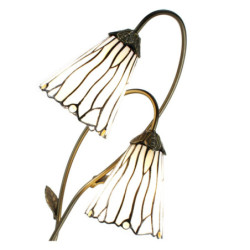 Stolní Tiffany lampa 2 stínidla hnědé kamínky BrownEye - 35*18*61 cm E14/max 2*25W