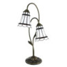 Stolní Tiffany lampa 2 stínidla hnědé pruhy BrownLine - 35*18*61 cm E14/max 2*25W
