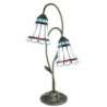 Modrá stolní Tiffany lampa 2 stínidla červené pruhy RedLine - 35*18*61 cm E14/max 2*25W
