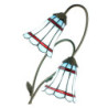 Modrá stolní Tiffany lampa 2 stínidla červené pruhy RedLine - 35*18*61 cm E14/max 2*25W