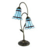 Modrá stolní Tiffany lampa 2 stínidla červené pruhy RedLine - 35*18*61 cm E14/max 2*25W