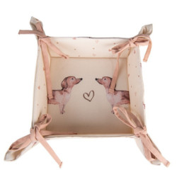 Textilní košíček na pečivo Dachshund Love - 35*35*8 cm