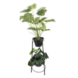 Černý antik kovový stojan na 2květináče - 35*33*79 cm
