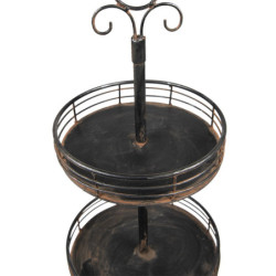 Černý antik kovový 3patrový stojan / etažér Filbo - Ø 34*95 cm