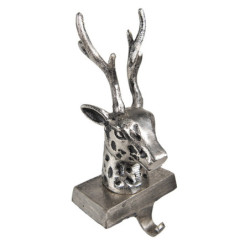 Stříbrný antik kovový háček na punčochu Srnec - 12*7*28 cm