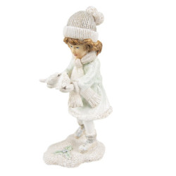 Vánoční dekorace soška děvče s ptáčky - 10*7*19 cm