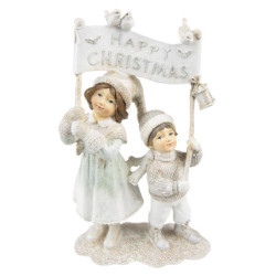 Vánoční dekorace soška děti Happy Christmas - 14*7*23 cm
