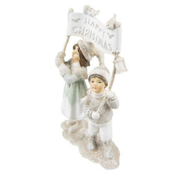 Vánoční dekorace soška děti Happy Christmas - 14*7*23 cm