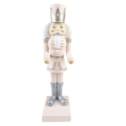 Vánoční dekorační socha Louskáček v růžovém obleku s podnosem - 17*23*35 cm