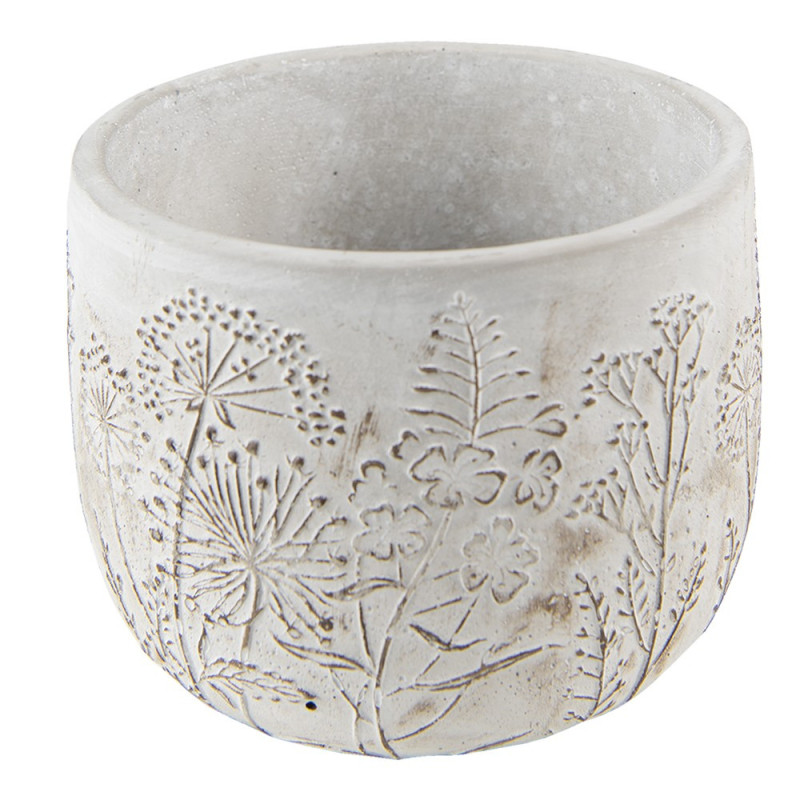 Šedý cementový obal na květináč s lučními květy Wildflowers S - Ø14*11 cm