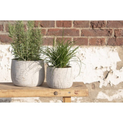 Šedý cementový obal na květináč s lučními květy Wildflowers S - Ø14*11 cm