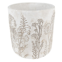 Šedý cementový obal na květináč s lučními květy Wildflowers L - Ø 20*21 cm