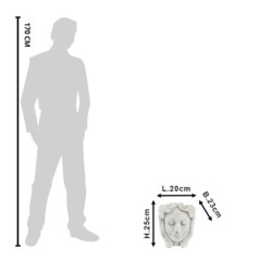 Šedý cementový květináč hlava dívky v dlaních L - 20*23*25 cm