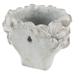 Šedý nástěnný květináč v designu hlavy s květinovým věncem Tete  - 20*18*18 cm