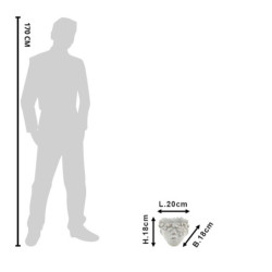 Šedý nástěnný květináč v designu hlavy s květinovým věncem Tete  - 20*18*18 cm