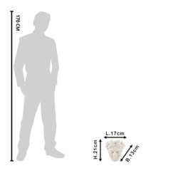 Béžový antik cementový nástěnný květináč hlava ženy - 17*13*21 cm