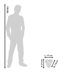 Šedý antik cementový nástěnný květináč hlava ženy - 17*13*21 cm