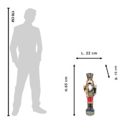 Červeno-zelená vánoční dekorace socha Louskáček s trubkou - 22*15*65 cm
