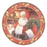 Červený plastový vánoční kulatý podnos/talíř Santa - Ø 33*1 cm