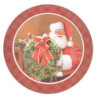 Červený károvaný plastový vánoční kulatý podnos/talíř Santa - Ø 33*1 cm