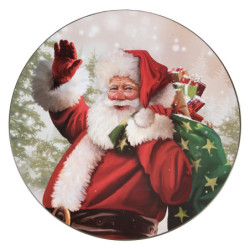 Plastový vánoční kulatý podnos/talíř Santa - Ø 33*1 cm