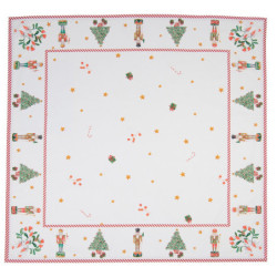 Bílý bavlněný ubrus s louskáčky Happy Little Christmas - 100*100 cm