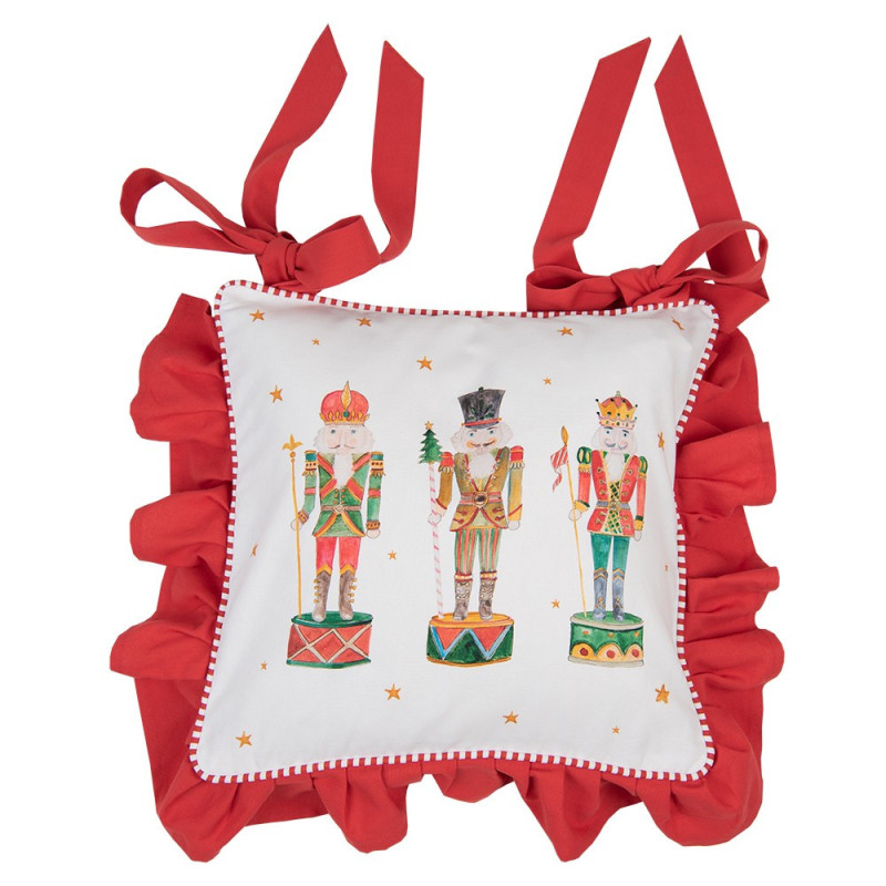 Bavlněný podsedák s volánky a louskáčky Happy Little Christmas - 40*40 cm