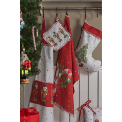 Bavlněný podsedák s volánky a louskáčky Happy Little Christmas - 40*40 cm