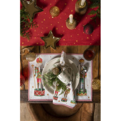 6ks bílý bavlněný ubrousek s louskáčky Happy Little Christmas - 40*40 cm