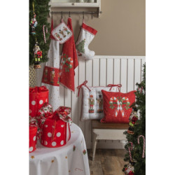 6ks bílý bavlněný ubrousek s louskáčky Happy Little Christmas - 40*40 cm