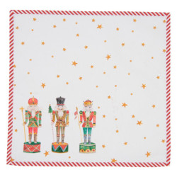 6ks bílý bavlněný ubrousek s louskáčky Happy Little Christmas - 40*40 cm
