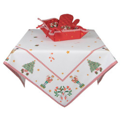 Bílo-červená bavlněná chňapka s louskáčky Happy Little Christmas - 18*30 cm