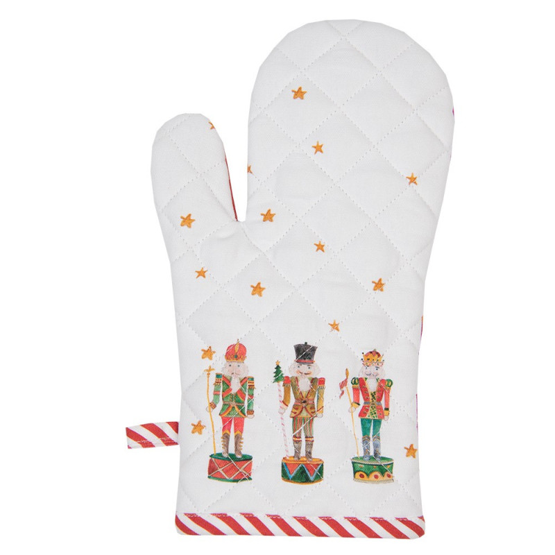 Bílo-červená dětská chňapka s louskáčky Happy Little Christmas - 12*21 cm