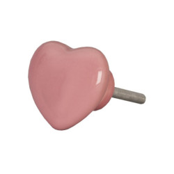 Úchytka růžové keramické srdce - 3.5*4 cm
