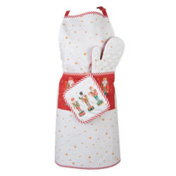 Bílo-červená chňapka - podložka s louskáčky Happy Little Christmas - 20*20 cm