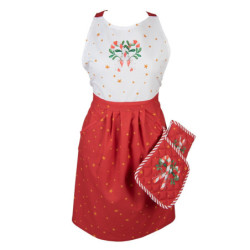 Bílo-červená chňapka - podložka s louskáčky Happy Little Christmas - 20*20 cm