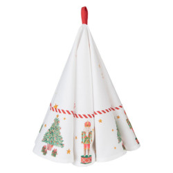 Bílá bavlněná kulatá utěrka s louskáčky Happy Little Christmas - Ø 80 cm