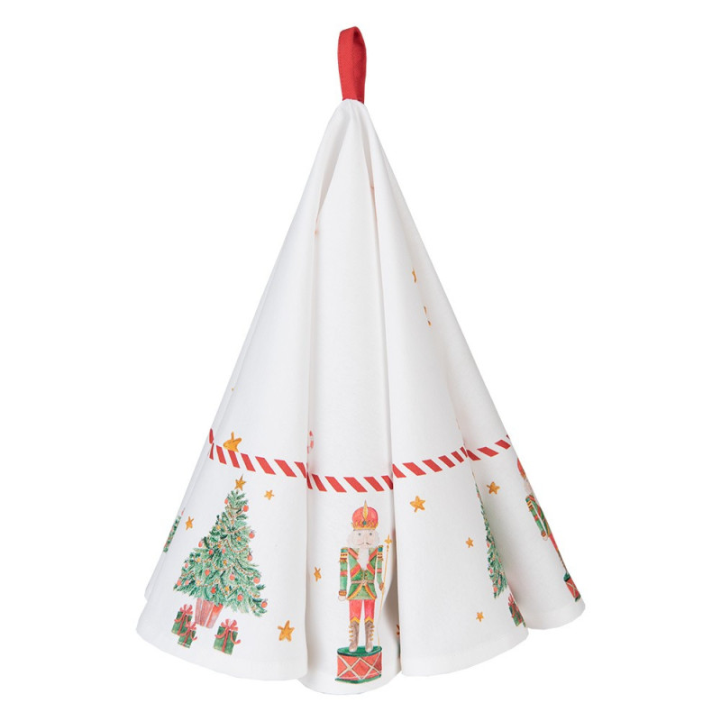 Bílá bavlněná kulatá utěrka s louskáčky Happy Little Christmas - Ø 80 cm