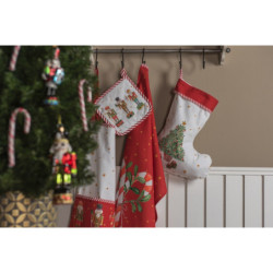 Bílá bavlněná kulatá utěrka s louskáčky Happy Little Christmas - Ø 80 cm