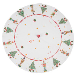 Bílá bavlněná kulatá utěrka s louskáčky Happy Little Christmas - Ø 80 cm