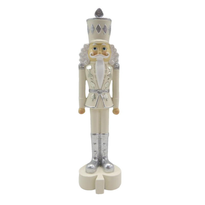 Béžová dekorace socha Louskáček - 4*4*17 cm