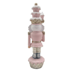 Růžová dekorace socha Louskáček s muffinky - 5*5*16 cm