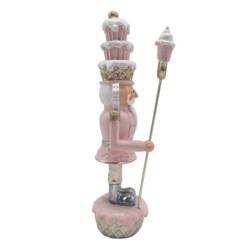 Růžová dekorace socha Louskáček s muffinky - 5*5*16 cm