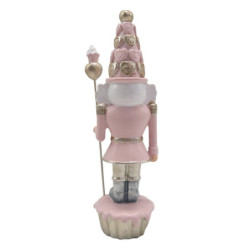 Růžová dekorace socha Louskáček s muffinky - 5*5*16 cm
